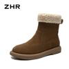 ZHR es unas botas de nieve cálidas, sencillas y de moda con forro polar, botas cortas, nuevas botas Joker de invierno 2024, botas de algodón, zapatos de mujer