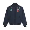 Jaqueta Ares Estilo Americano com Emblema Bordado e Forro de Fleece, Casaco de Algodão Quente para Outono e Inverno, Corte Amplo para Homens