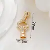 Hebilla de Collar de Perlas Color Oro 18K Conservante Flor de Zirconia Microincrustada Hebilla de Cuerno Hebilla de Conexión Pulsera Collar Accesorios de Joyería DIY