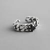 Anillo de eslabón de apertura INS Europa y Estados Unidos red tide temperamento plata plateada viejo incrustado circonita anillo comercio exterior suministro