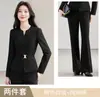 Venta al por mayor transfronteriza de ropa profesional ajustada, de alta gama, para otoño e invierno: Conjunto de chaqueta blazer de manga larga y pantalones anchos para mujer