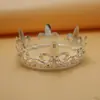 Coroa de Cabeça Circular Completa para Noiva Europeia e Americana Beleza Barroca Princesa de Concurso Cavaleiro Coroa Acessório Universal Cristal Redondo