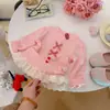 Camiseta Básica para Niña, Top Dulce y Elegante de Manga Larga con Botones de Corazón de Encaje para Bebé, Primavera y Otoño