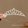 Diadema Corona de Princesa de Perlas para Niños Cuerda para el Cabello de Bola Elástica Alta para Bebé Diadema para Niñas Banda de Goma Diadema de Flor