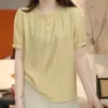 Camisa de Manga Corta con Cuello Redondo para Mujer, Ropa de Verano para Madres, Gama Alta, Camisa que Reduce la Edad, Top Casual Holgado Adelgazante