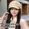 Boina de ante sintético Melard para mujer, versátil para otoño e invierno, con efecto cara pequeña, ala doblada y hebilla metálica, estilo gorra de repartidor