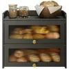 Caja de Pan de Bambú para Cocina del Hogar Caja de Almacenamiento con Tapa a Prueba de Polvo Caja de Almacenamiento para Pasteles Frutas Venta al por Mayor de Stock Transfronterizo