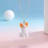 Lindo Colgante de Perro de Resina Flocada 3D Collar Cadena para Clavícula Muñeco de Animal Mini Lindo Flocado Otoño e Invierno