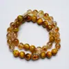 [Jinglu Castanho Dourado] Cristal Amarelo Natural Pulseira de Cristal Torre Pulseira de Cristal Olho de Tigre Dourado Feminina Mais Fácil de Combinar Atacado