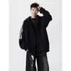 Sudadera con capucha deportiva estilo americano de tres rayas con cremallera para hombre, talla grande, extragrande, chaqueta con cremallera para hombres altos