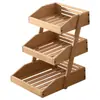 Estante de Almacenamiento de Escritorio de Madera Maciza para Tazas de Té, Estante de Almacenamiento de Juego de Té Multicapa Estilo Antiguo de Nogal Negro, Estante de Exhibición para Tazas de Café
