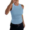 2025 Verano Top de Tirantes Acanalado de Cuello Redondo Ajustado Espalda Cruzada para Mujer Sitio Independiente de Amazon Transfronterizo Europeo y Americano