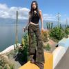 Jeans Acampanados de Tiro Bajo Camuflaje Vintage Naranja Infantil para Mujer, Corte Ajustado, Levanta Glúteos, Sexys, Modernos, Versátiles, Pantalones de Pata de Elefante