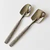 Pala Cuchara de Hierro con Patrón de Martillo de Moda para Uso Doméstico, Cuchara para Postre y Helado, Cuchara Pequeña Creativa de Acero Inoxidable Engrosada, Cuchara para Sandía