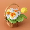 Día Nacional Día de Año Nuevo Año Nuevo Cesta de flores artificiales hechas a mano producto terminado bendición festiva cesta de flores pequeña Cesta de flores de tulipán y rosa