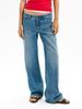TH ~ ROW Jeans de Sarja Lavado Retrô Azul Claro Primavera e Outono Cintura Média e Baixa Corte Reto Solto