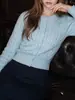 Cardigan Feminino Tricô Retrô Francês Gola Redonda Manga Longa Caimento Solto Outono/Inverno 2026 Novo Estilo Jaqueta Macia e Fofa