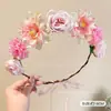 [Personalizado] Diadema floral estilo bosque, corona de flores de hada con cintas sueltas, accesorio para el cabello estilo princesa para sesiones de fotos
