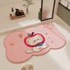 Alfombra de Piso para Baño de Dibujos Animados Transfronteriza, Alfombrilla Antideslizante para Baño del Hogar, Alfombra de Piso con Patrón Tejido de Lino Imitación, Absorbente de Agua, Secado Rápido