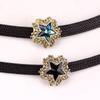 Collar gargantilla estilo coreano Collar de cadena para el cuello para mujer Cadena para la clavícula Celebridad de Internet Estrella de cinco puntas Zircón Cadena para el cuello Correa para el cuello Negro Sexy