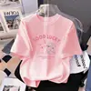 Roupa de Verão 100% Algodão Puro Camiseta de Manga Curta para Meninas Desenho Animado Versátil Camiseta de Meia Manga para Crianças Pequenas e Médias Roupas de Bebê Finas Novo Estilo