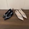 Sapatos de Salto Alto Rasos Versáteis Pretos com Strass e Solado Macio para Mulheres, Novos Sapatos Mary Jane Bico Fino para Outono 2026