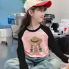 Ropa interior térmica de forro polar para niñas Otoño Invierno Estilo Nuevo Ropa interior para niños medianos y grandes Camiseta de manga larga con bloques de color cálido y elegante Parte superior de cuello redondo