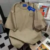 Camiseta de algodón 100% puro de verano, estilo japonés vintage, alta calle retro, con estampado, de manga corta para mujer, top holgado moderno y versátil