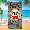 Toalha de banho de secagem rápida infantil de grandes dimensões Giz de cera Pequena nova toalha de praia Microfibra Velo de dupla face Toalha de praia com impressão digital