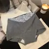 Pantaletas de Cintura Media-Alta con Entrepierna Extendida de 18 cm para Mujer, Algodón Puro Suave y Cómodo, Ribete Sexy de Encaje, Calzoncillos tipo Boxer de Algodón para Mujer