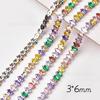 Cadena de circón rectangular de color mezclado de fábrica cadena de taladro de garra densa ojo de caballo/ovalada accesorios para joyería de ropa DIY collares