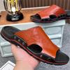 Sandalias y Pantuflas de Punta Abierta para Hombre Talla Grande 48 Transfronterizas para Casa y para Salir Zapatos para Vadear Zapatos de Playa Pantuflas de Piel de Vaca Zapatos de Hombre
