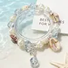 Pulsera de Cuentas de Concha Marina Colgante de Estrella de Mar Fresca Pulsera de Cuentas de Vidrio Accesorios para Chicas de Vacaciones en la Costa Mejor Amiga Venta al por Mayor