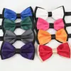 Gravata borboleta de cor pura de camada dupla, estilo europeu e americano, para colarinho masculino, com filigrana, cetim, laço móvel, fabricantes de Shanzhou, atacado