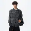 Cárdigan de Raya Estilo Americano Suéter Unisex Otoño Invierno Holgado Punto Old Money Estilo ins Ropa Exterior Perezosa