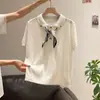 2026 Verano Nuevo Estilo Cuello Polo Estilo Coreano Holgado Top Camiseta Mujer Venta al por Mayor Manga Corta Tejido de Seda de Hielo Estilo Delgado