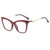 Nueva moda versátil, espejo plano de ojo de gato de metal tridimensional, marco grande para gafas anti-azules de estilo informal europeo y americano