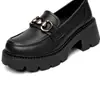 Zapatos nuevos de mujer con suela blanda, zapatos pequeños versátiles de cuero, mocasines de otoño 2026 con suela gruesa para aumentar la altura, zapatos slip-on de estilo británico