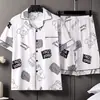Pijama de Verano Fino de Manga Corta para Hombre, Cárdigan, Diseño de Dibujos Animados Tallas Grandes, Conjunto Casual de Ropa de Casa Juvenil para Hombre