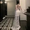 Vestido de Novia Sirena de Encaje Vintage con Tirantes para Novias, Adecuado para Fiestas de Compromiso y Ceremonias