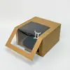 Caja de Papel Kraft Transparente en Stock con Ventana para Gorras de Béisbol Universales, Empaque de Ropa y Sombreros, Caja de Regalo, Caja de Papel