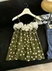 Camisola de Encaje Patchwork de Lunares Estilo Dulce Femenino para Mujer, Moda de Verano, Top Holgado y Juvenil, Elegante