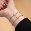 Pulseira com Fecho de Zircônia Banhada a Ouro Real 18K, Pulseira de Luxo Leve de Alta Qualidade, Acessório de Mão Simples, Moderno e Versátil