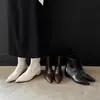Botas Elásticas de PU para Mujer con Aumento Oculto de Altura, Botas Adelgazantes, Nuevo Estilo Otoño/Invierno, Punta Fina, Tacón Medio, Cierre Trasero, Botines Individuales, Botines Elásticos para Mujer