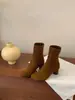 Botines Vintage de Punta Redonda 2026 Otoño/Invierno Nuevos Botines de Gamuza con Cremallera Trasera Botas de Tacón Grueso para Mujer Botas Ajustadas
