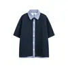 Yidao Vintage 2026 Verão Nova Camisa de Manga Curta Estilo Americano Falsa de Duas Peças para Homens e Mulheres, Camisa de Meia Manga Retrô de Alta Qualidade
