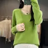 Nuevo suéter de lana grueso sin costuras para otoño e invierno para mujer, jersey de punto de manga larga, prenda básica versátil