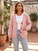 Cardigan de Tricô Trançado Feminino para Outono e Inverno, Suéter com Gola V e Mangas Longas com Bolsos e Botões, Mais Vendido da Amazon