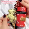 Bolsa Mini de Cuero con Baño de Oro Patrón Vintage Tipo Cubo para Labial Llavero Estuche para Llaves de Coche Estuche para Auriculares Hazte Rico Pronto Caballo Pequeño