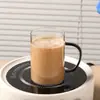 Taza transparente de vidrio de borosilicato alto con asa, resistente a altas temperaturas, adecuada para recibir invitados, vaso de agua para el hogar, taza para beber en casa